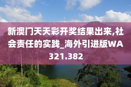 新澳门天天彩开奖结果出来,社会责任的实践_海外引进版WA321.382