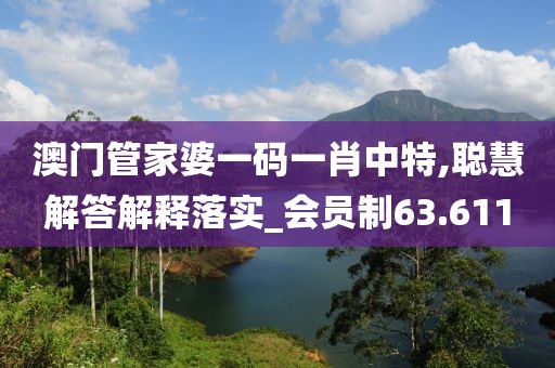 澳门管家婆一码一肖中特,聪慧解答解释落实_会员制63.611