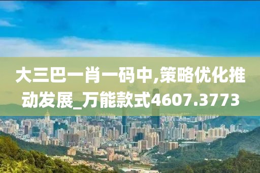 大三巴一肖一码中,策略优化推动发展_万能款式4607.3773