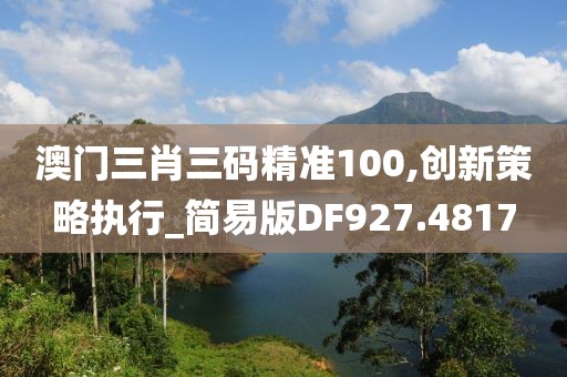 澳门三肖三码精准100,创新策略执行_简易版DF927.4817