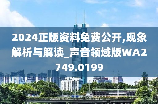 2024正版资料免费公开,现象解析与解读_声音领域版WA2749.0199