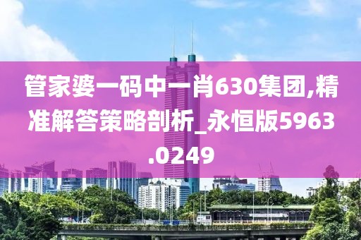 管家婆一码中一肖630集团,精准解答策略剖析_永恒版5963.0249