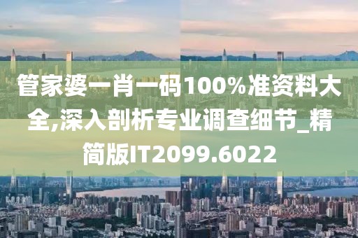 管家婆一肖一码100%准资料大全,深入剖析专业调查细节_精简版IT2099.6022