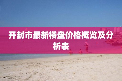 开封市最新楼盘价格概览及分析表