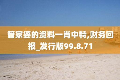 管家婆的资料一肖中特,财务回报_发行版99.8.71