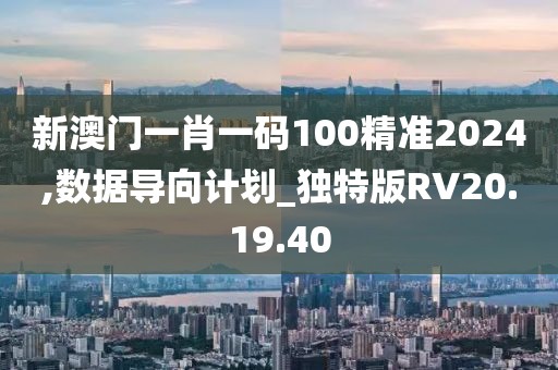 新澳门一肖一码100精准2024,数据导向计划_独特版RV20.19.40