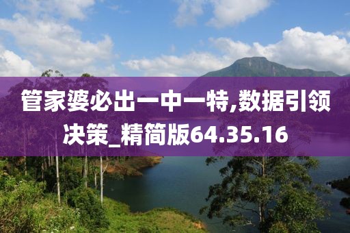 管家婆必出一中一特,数据引领决策_精简版64.35.16