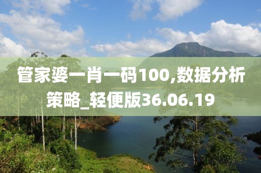 管家婆一肖一码100,数据分析策略_轻便版36.06.19