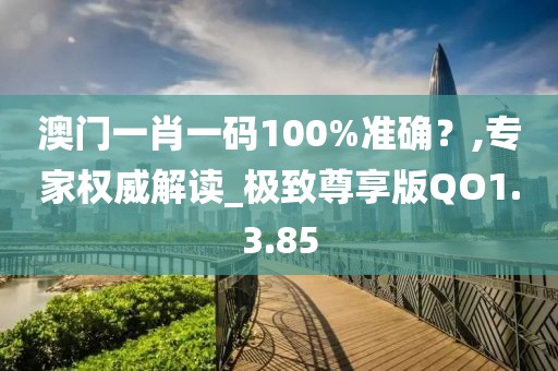澳门一肖一码100%准确？,专家权威解读_极致尊享版QO1.3.85