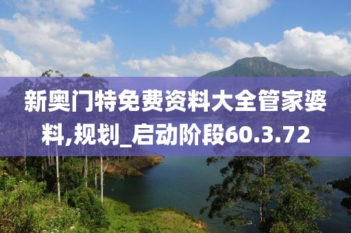 新奥门特免费资料大全管家婆料,规划_启动阶段60.3.72