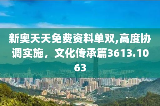 新奥天天免费资料单双,高度协调实施，文化传承篇3613.1063