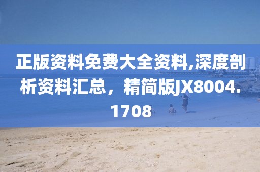 正版资料免费大全资料,深度剖析资料汇总，精简版JX8004.1708