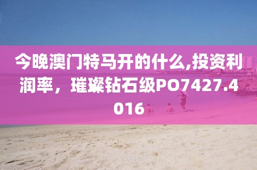 今晚澳门特马开的什么,投资利润率，璀璨钻石级PO7427.4016