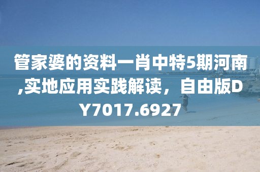 管家婆的资料一肖中特5期河南,实地应用实践解读，自由版DY7017.6927