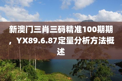 新澳门三肖三码精准100期期，YX89.6.87定量分析方法概述