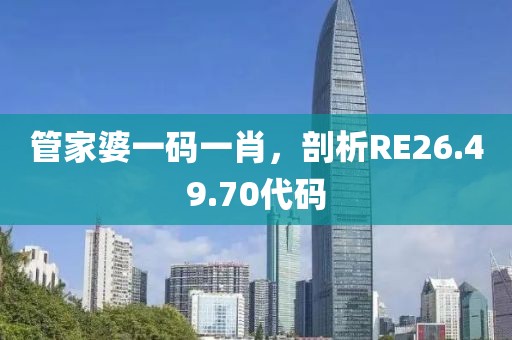管家婆一码一肖，剖析RE26.49.70代码