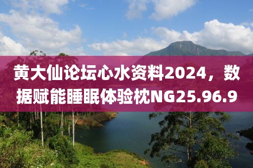 黄大仙论坛心水资料2024，数据赋能睡眠体验枕NG25.96.90