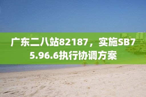 广东二八站82187，实施SB75.96.6执行协调方案