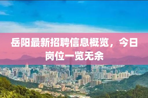 岳阳最新招聘信息概览，今日岗位一览无余