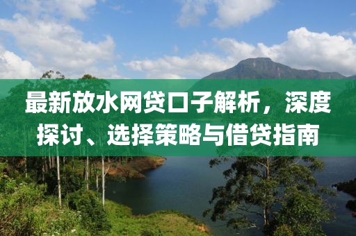 最新放水网贷口子解析，深度探讨、选择策略与借贷指南