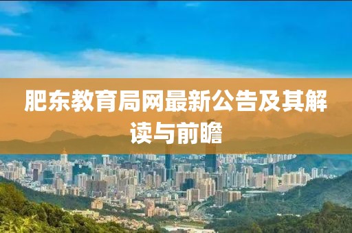 肥东教育局网最新公告及其解读与前瞻