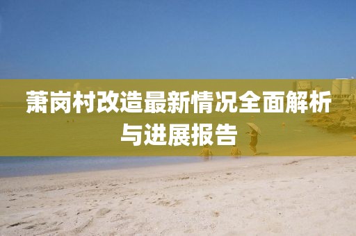 萧岗村改造最新情况全面解析与进展报告