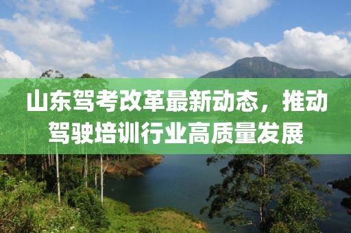 山东驾考改革最新动态，推动驾驶培训行业高质量发展