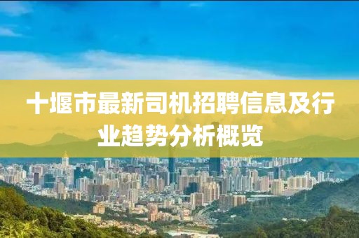 十堰市最新司机招聘信息及行业趋势分析概览