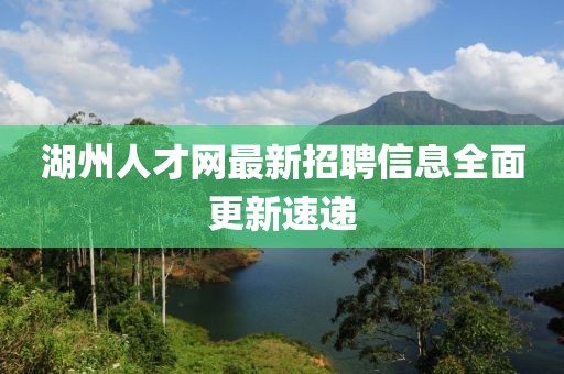 湖州人才网最新招聘信息全面更新速递