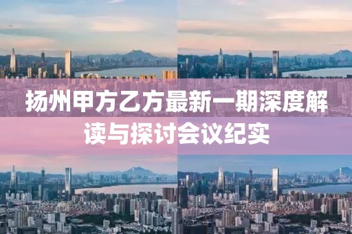 扬州甲方乙方最新一期深度解读与探讨会议纪实