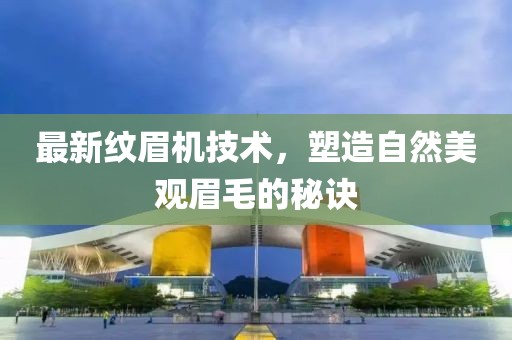 最新纹眉机技术，塑造自然美观眉毛的秘诀