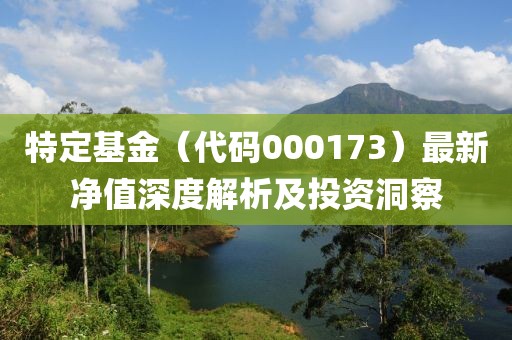 特定基金（代码000173）最新净值深度解析及投资洞察