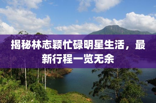 揭秘林志颖忙碌明星生活，最新行程一览无余