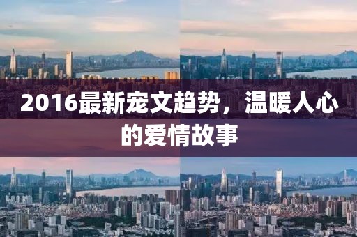 2016最新宠文趋势，温暖人心的爱情故事