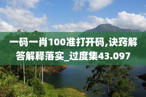 一码一肖100准打开码,诀窍解答解释落实_过度集43.097