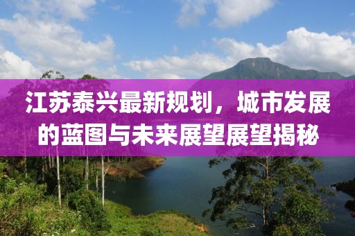 江苏泰兴最新规划，城市发展的蓝图与未来展望展望揭秘