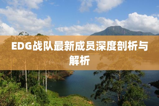 EDG战队最新成员深度剖析与解析