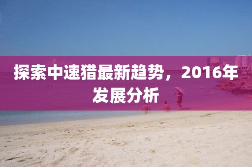 探索中速猎最新趋势，2016年发展分析