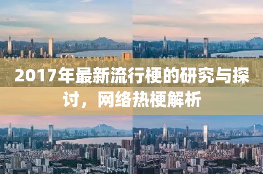 2017年最新流行梗的研究与探讨，网络热梗解析