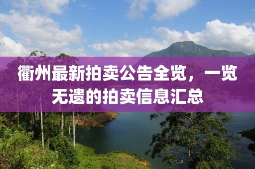 衢州最新拍卖公告全览，一览无遗的拍卖信息汇总