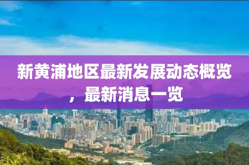 新黄浦地区最新发展动态概览，最新消息一览