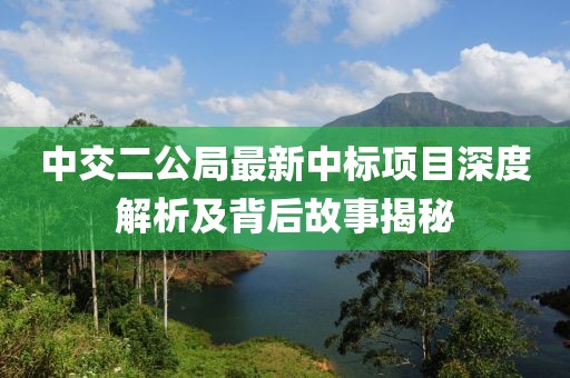 中交二公局最新中标项目深度解析及背后故事揭秘