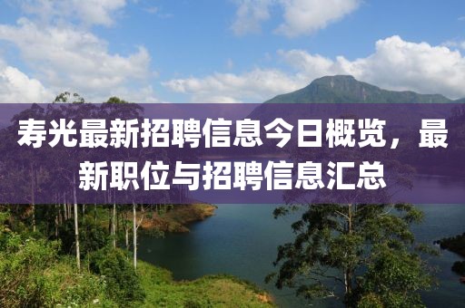 寿光最新招聘信息今日概览，最新职位与招聘信息汇总