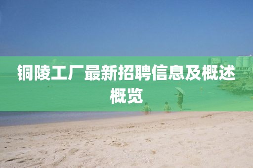 铜陵工厂最新招聘信息及概述概览