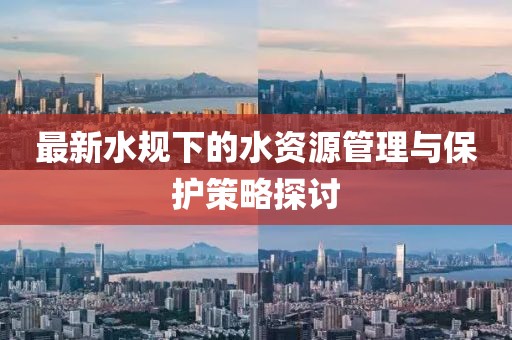 最新水规下的水资源管理与保护策略探讨