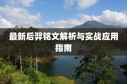 最新后羿铭文解析与实战应用指南
