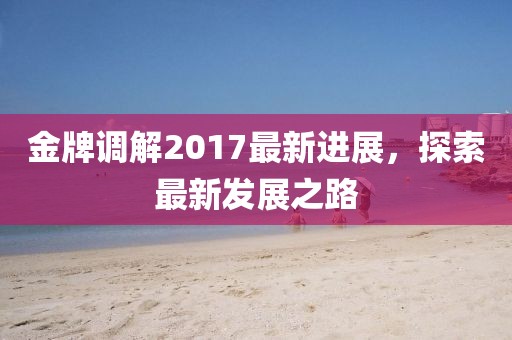 金牌调解2017最新进展，探索最新发展之路
