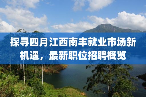 探寻四月江西南丰就业市场新机遇，最新职位招聘概览