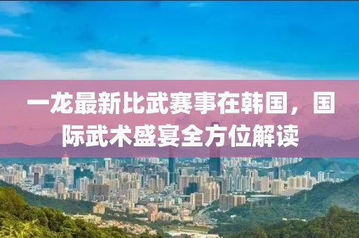 一龙最新比武赛事在韩国，国际武术盛宴全方位解读