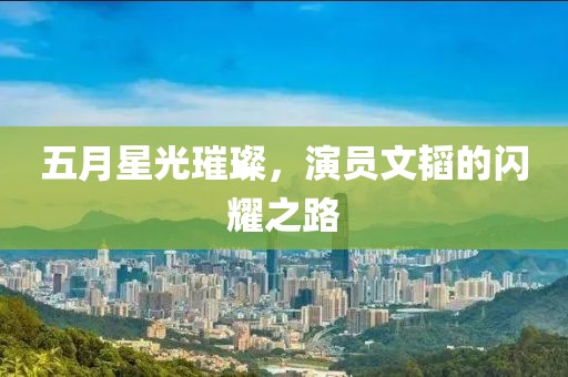 五月星光璀璨，演员文韬的闪耀之路